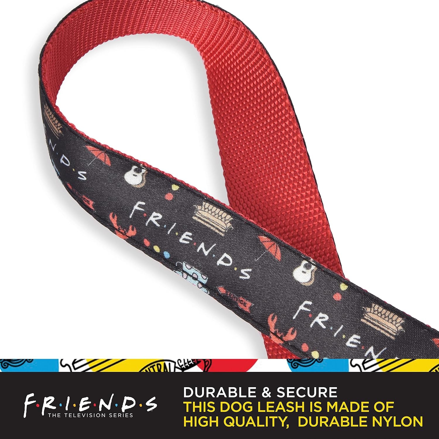 Friends TV Show Dog Leash - Iconic Graphics, 48 Inch, Easily Attaches to Collar or Harness