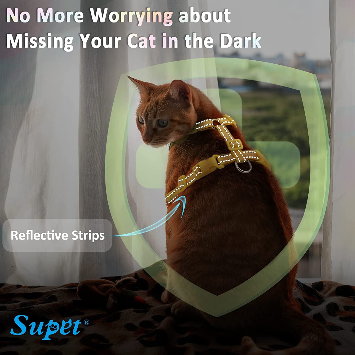 Cat Harness and Leash Set Stylish Escape Proof Cat Vest Harness Adjustable Breathable Pet Leash with Reflective Trim