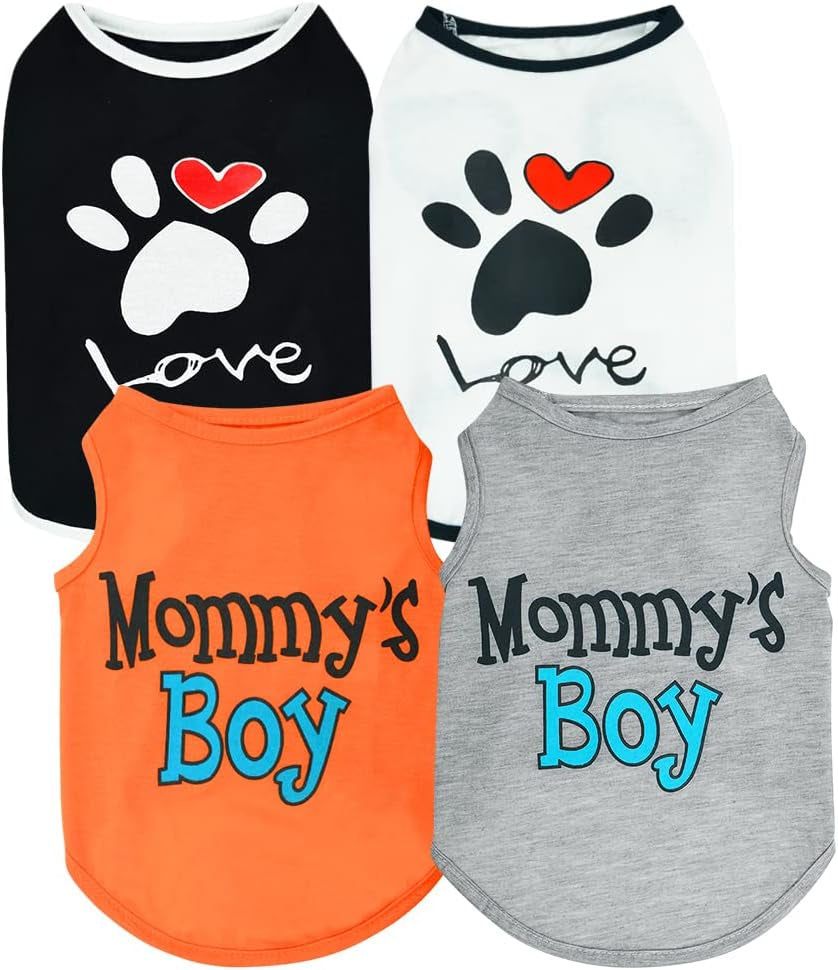 4 Pieces Thanksgiving Dog Clothes Pet Puppy Shirt Vest Cute Warm Clothing I Love Mommy'S Yorkie Chihuahua Outfit Cat Doggie Costumes (X-Small/2.0-3.3 LB)