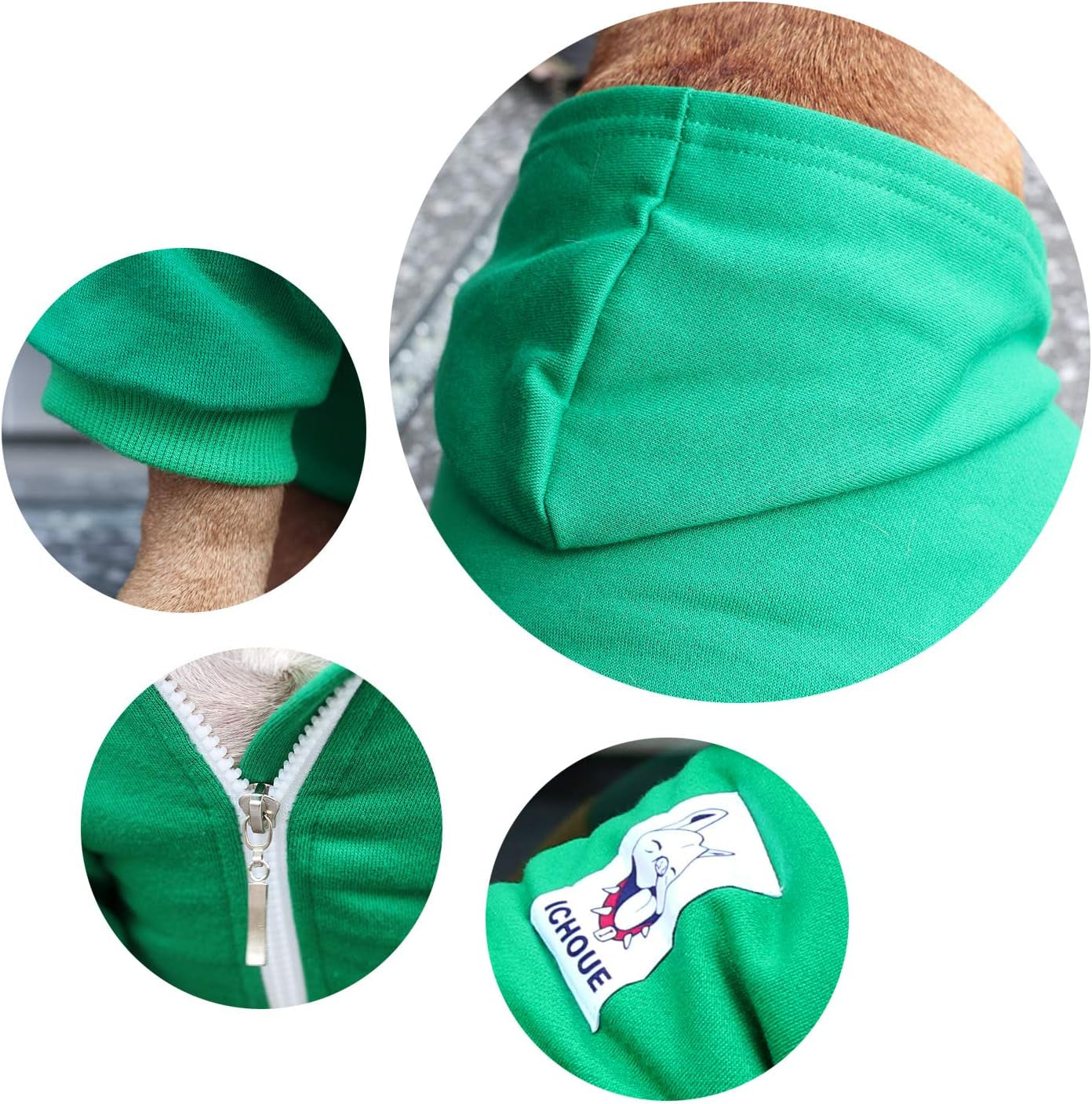 Pug Clothes Hoodies for Dogs Puppy French Bulldog Frenchie English Boston Terrier Bully Pitbull Sweatshirt Sweater Clothing Cold Weather Winter Coats - Green/Small