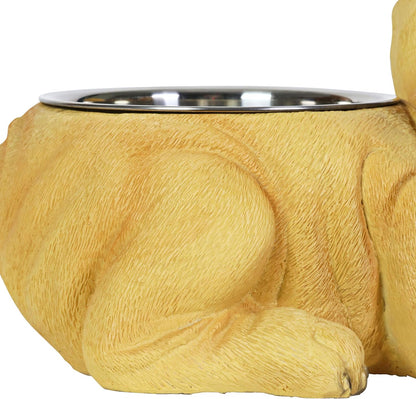 French Bulldog Bowl, Adorable/Durable Resin Dog Décor, Stainless Steel Bowl, 12.5”X9.5”X6.5”