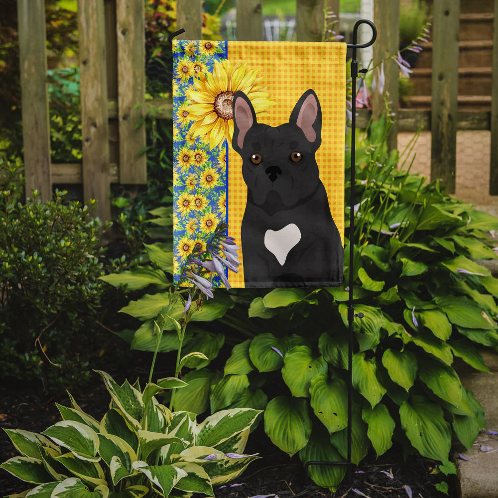 Summer Sunflowers Black French Bulldog Garden Flag