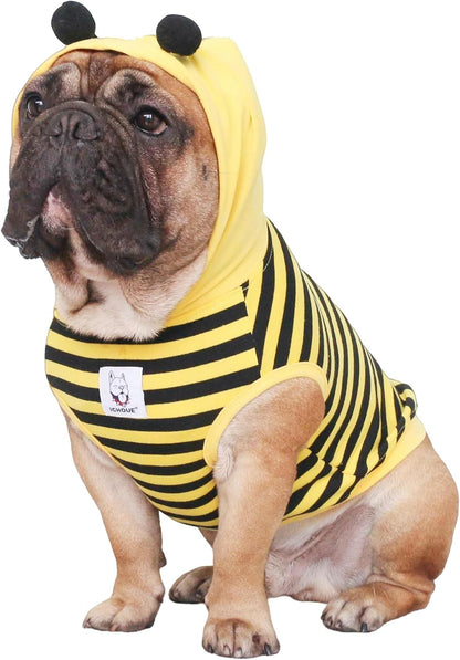 French Bulldog Bee Honeybee Bumblebee Caterpillar Insect Halloween Costumes Hoodies Sleeveless Clothes Outfits Cosplay Shirts for Dogs Frenchie Pug Boston - Black Yellow, Medium