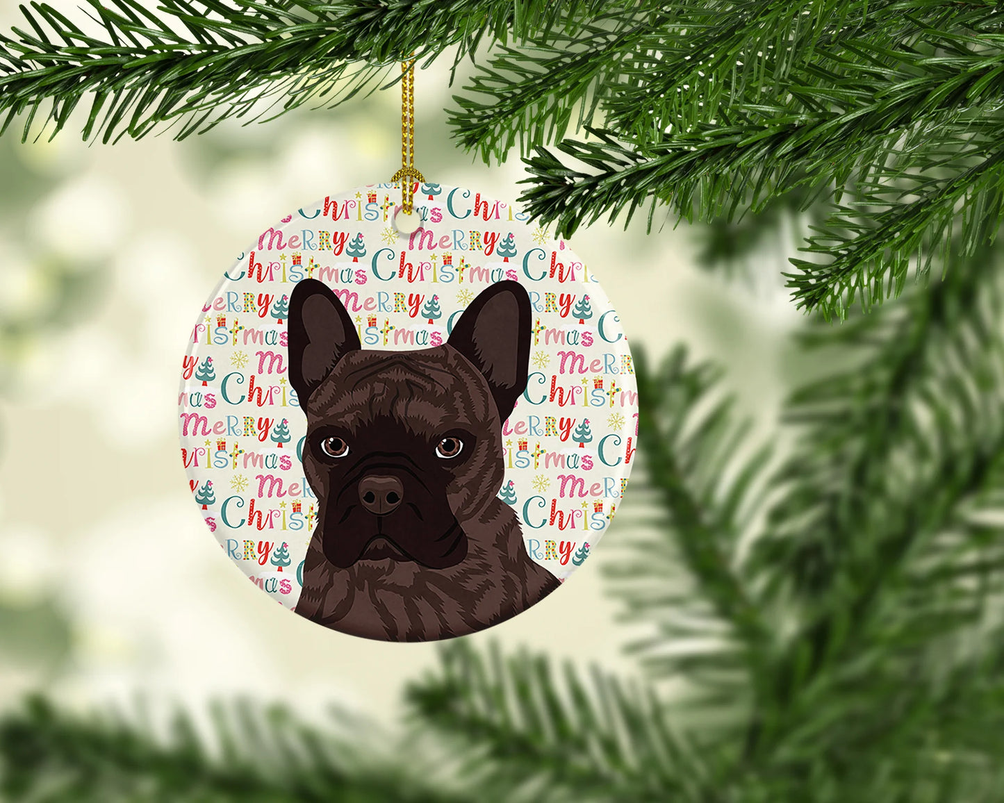 French Bulldog Brindle #1 Christmas Ceramic Ornament