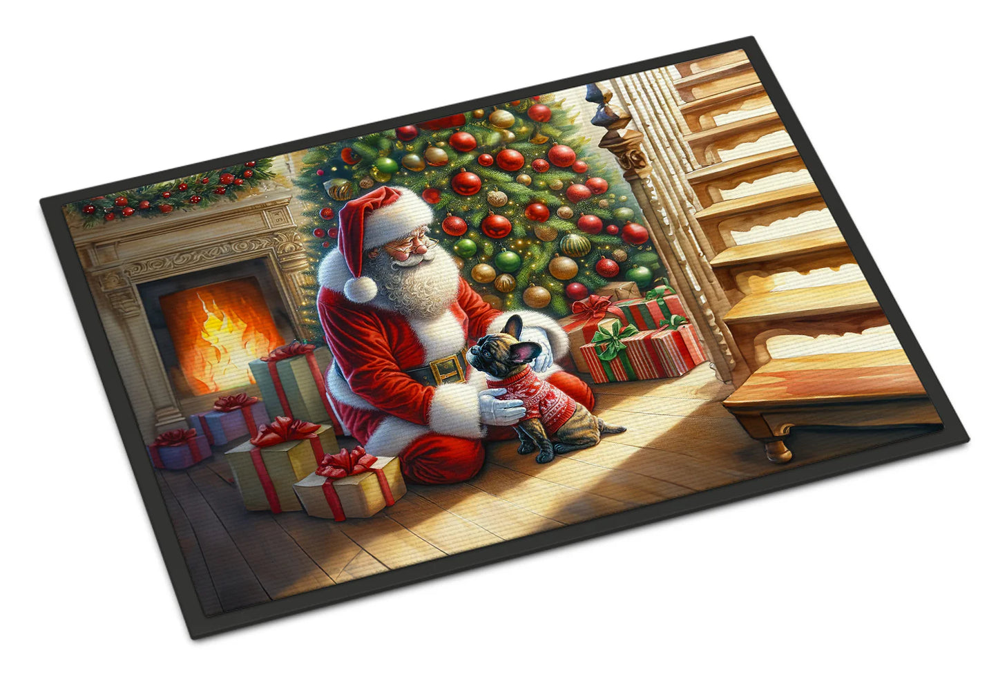 French Bulldog and Santa Claus Doormat