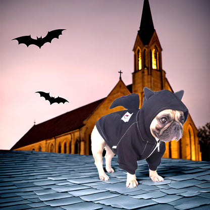 Batman Dog Halloween Costumes Clothes Sweater Cute Funny for English Bulldog Cold Weather Winter Coats Hoodies Frenchie - Black Bat, Large Plus