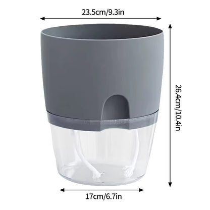 Self Watering Flower Pot Plastic Hydroponics Plants Pot Transparent Double Layer Cotton Rope Watering Succulent Potted Planters