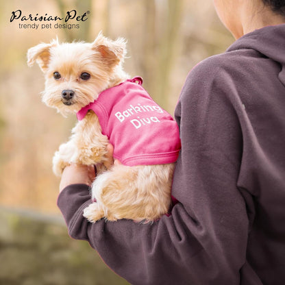 Dog Tshirt - Embroidered “Barking Diva“ Shirt - Breathable and Lightweight Doggy Clothes Female - Sleeveless Pink Pet Tee Shirts - Machine Washable Shirts for Medium Dogs Girl - M