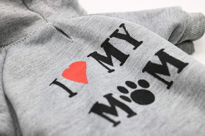 Dog Shirts I Love My Mom Dog Tshirt Small Dog Clothes Boy, XS, Grey
