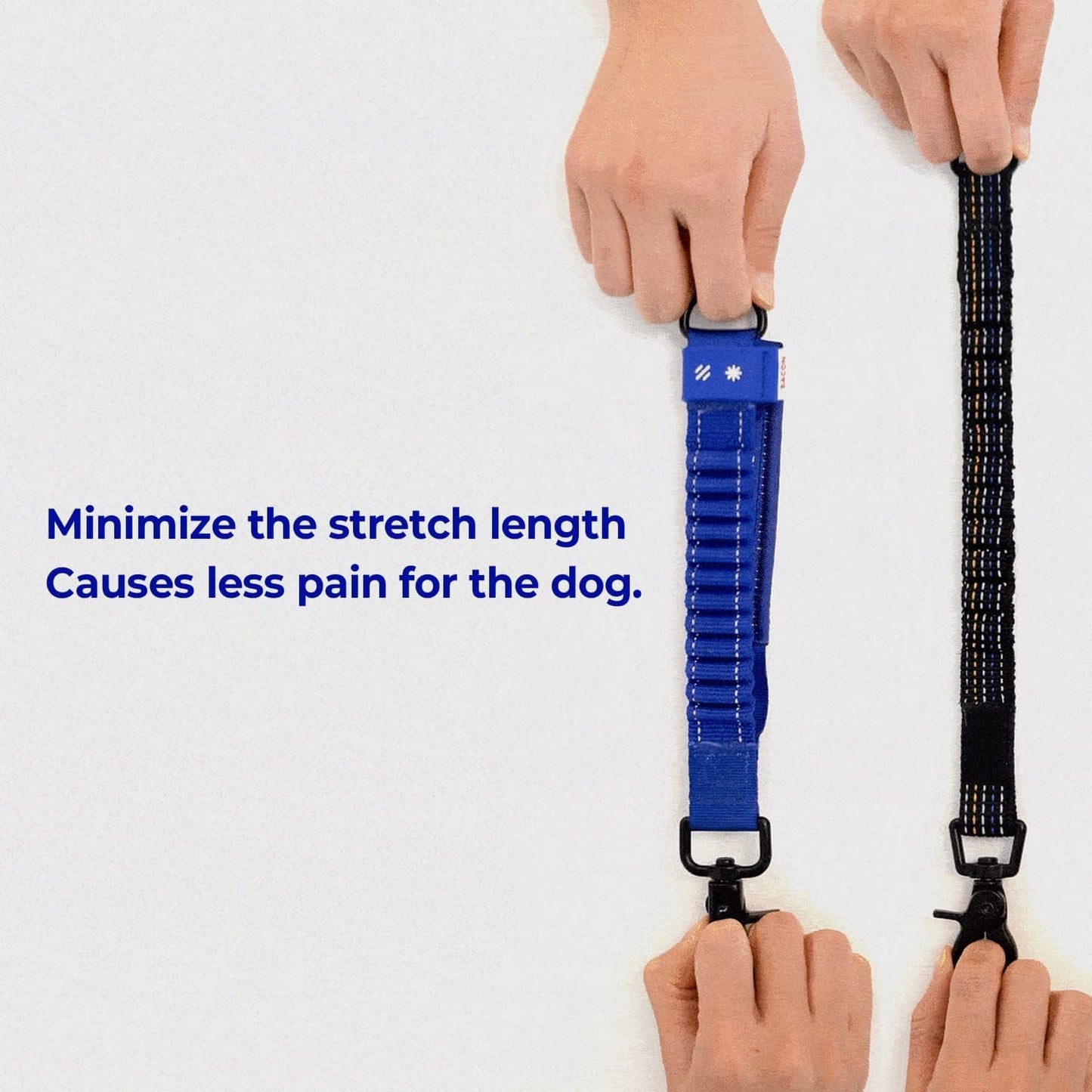 Short Bungee Dog Leash Extension for Large Medium Small Long Dogs, Shock Absorbing Dog Leash Extender, Tactical Dog Leash, Dogs Stress Reliever from Walking and Running - Blue