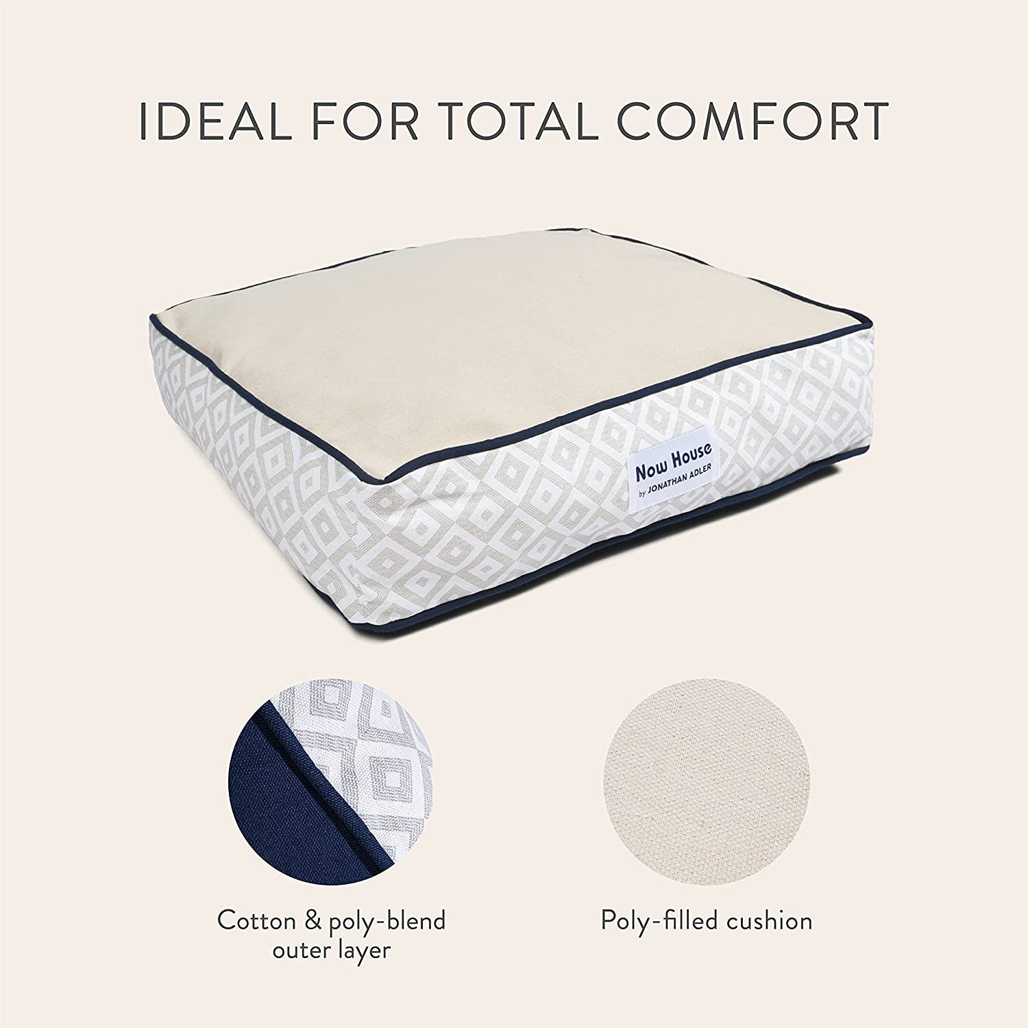 Now House by  Grey Diamond Cushion Dog Bed, Medium Washable for Pets