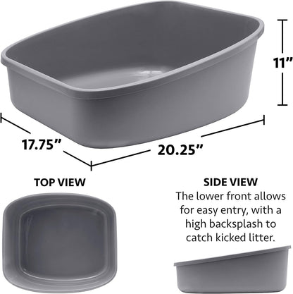 Large Cat Litter Box Set – 2 Open Litter Pans with High Back, Easy to Clean & Durable Plastic – XL Litter Box for Odor Control & Multi-Cat Households