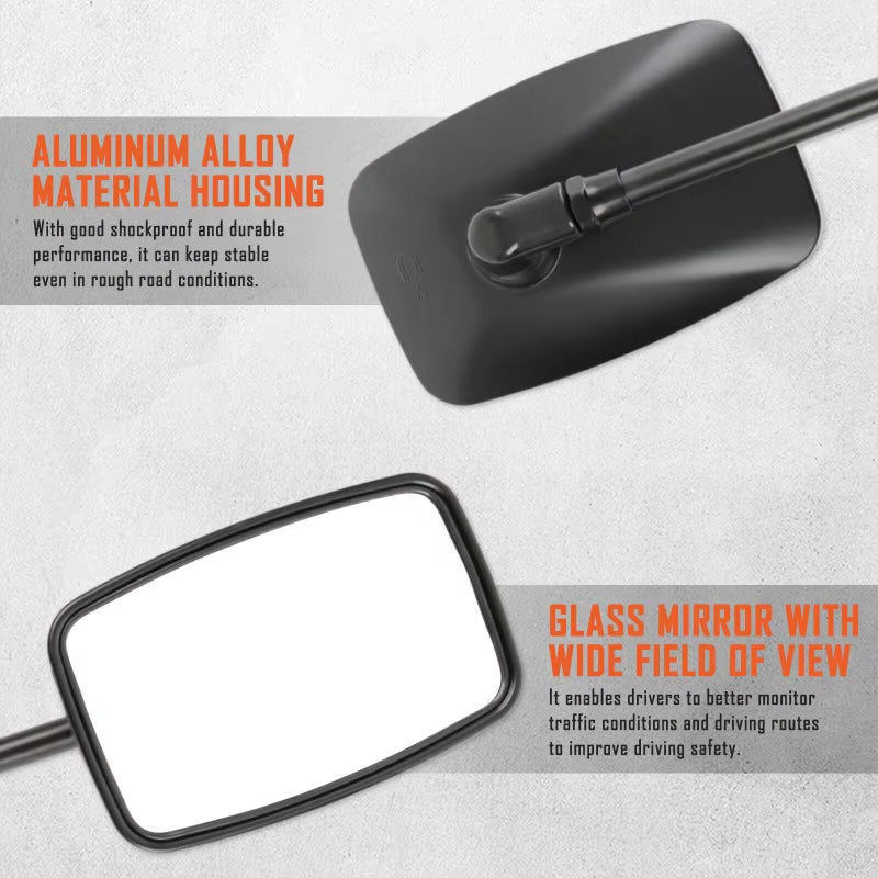 2PCS Universal 10Mm Motorcycle Rearview Side Rear Mirror Scooter Black Rectangle Shape Rear Side Mirror Motorcycle Accessories