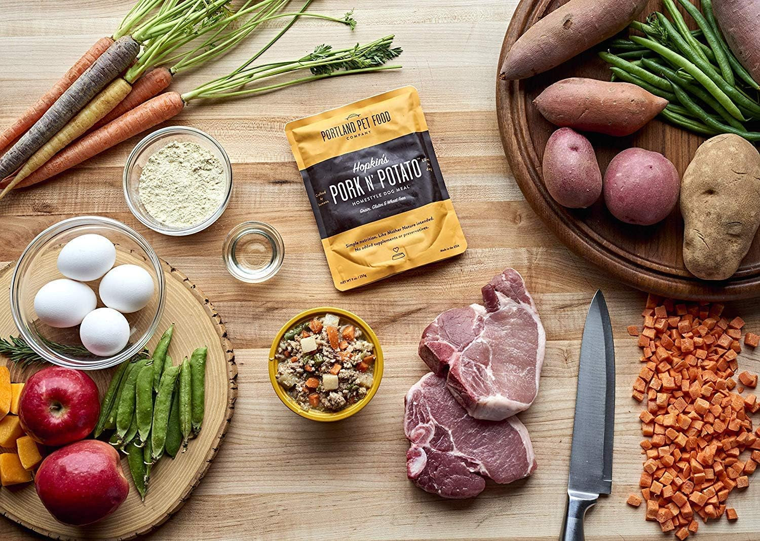 Hopkin'S Pork 'N' Potato All Natural Dog Food, Fully Cooked Microwavable Meal Pouches, Grain & Gluten-Free, USA Made, 4 Pack (4 X 9Oz)