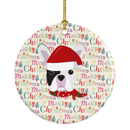 French Bulldog Merry Christmas Ceramic Ornament