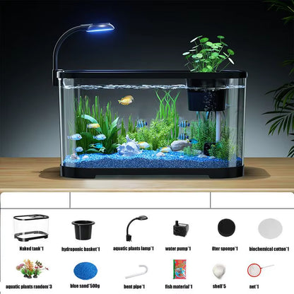 2025 Aquarium Kit Small Betta Fish Tank for Beginners Desktop Beginner Aquarium Household Fish Bowl for Betta Tortoise Frog