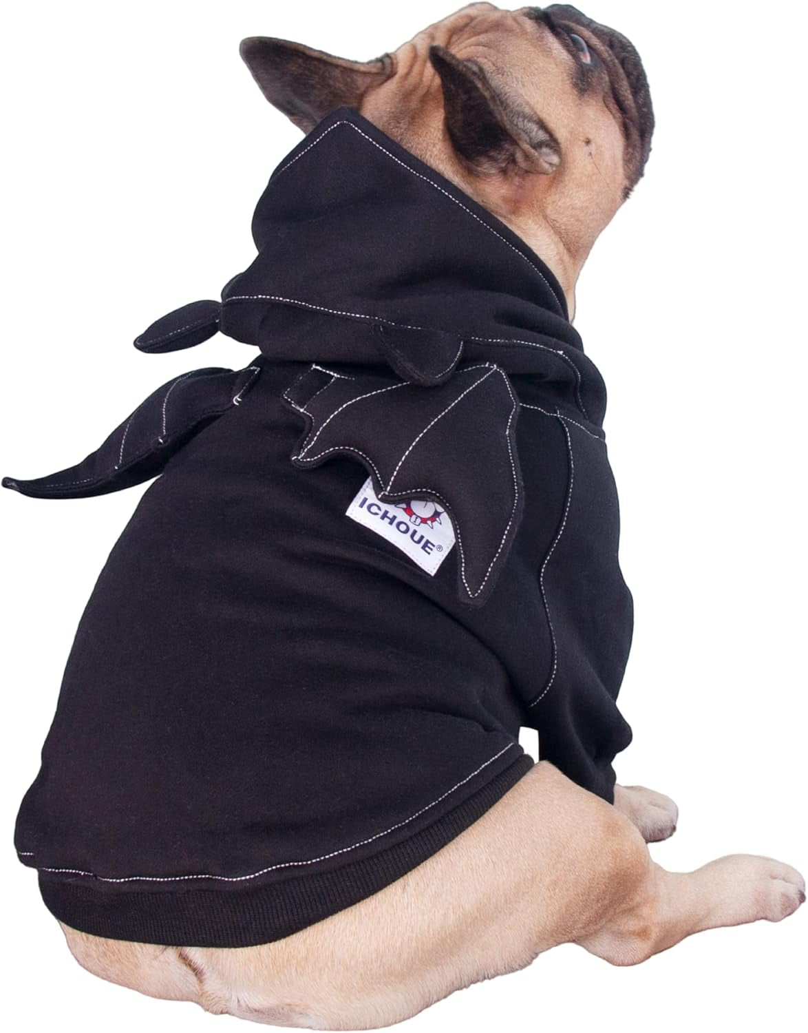 Batman Dog Halloween Costumes Clothes Sweater Cute Funny for English Bulldog Cold Weather Winter Coats Hoodies Frenchie - Black Bat, Large Plus