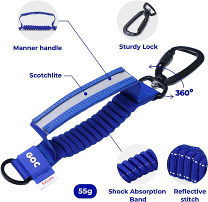 Short Bungee Dog Leash Extension for Large Medium Small Long Dogs, Shock Absorbing Dog Leash Extender, Tactical Dog Leash, Dogs Stress Reliever from Walking and Running - Blue