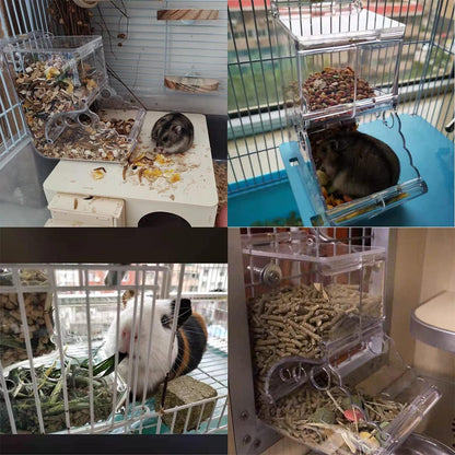 Hamster Feeder,Automatic Food Dispenser Plastic Bowl ,Suitable for Feeding Hamsters, Guinea Pigs, Pigeons, Parrots, Hedgehog,And Other Small Animals (400ML)