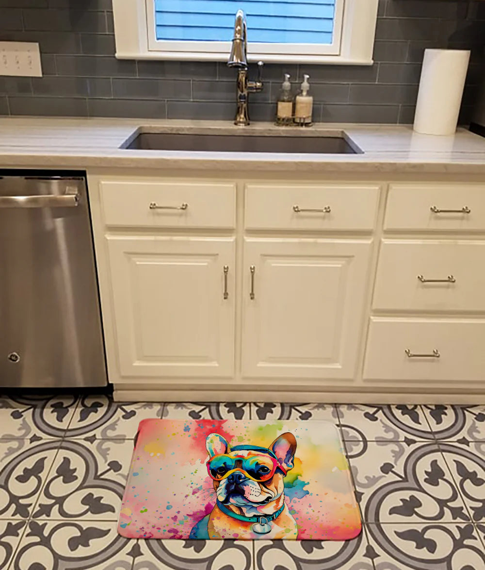 French Bulldog Hippie Dawg Memory Foam Kitchen Mat