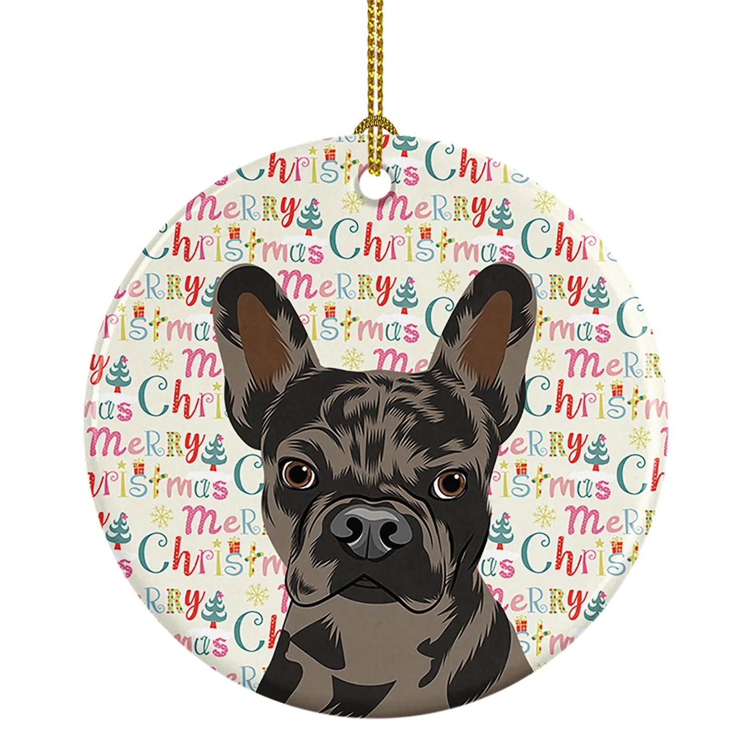 French Bulldog Chocolate Christmas Ceramic Ornament