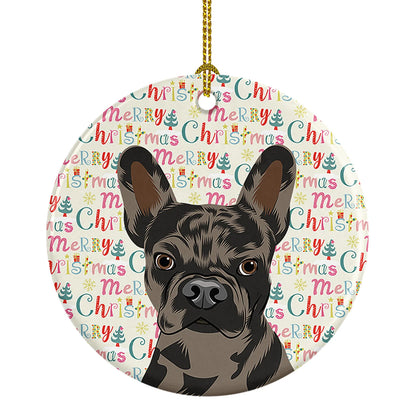 French Bulldog Chocolate Christmas Ceramic Ornament