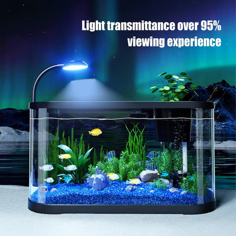2025 Aquarium Kit Small Betta Fish Tank for Beginners Desktop Beginner Aquarium Household Fish Bowl for Betta Tortoise Frog