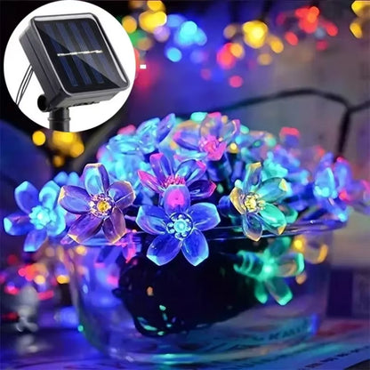 Christmas Cherry Flower Light Garden Party Decoration 5M 20LED Solar String Lights Outdoor Waterproof 8 Mode Battery Operated