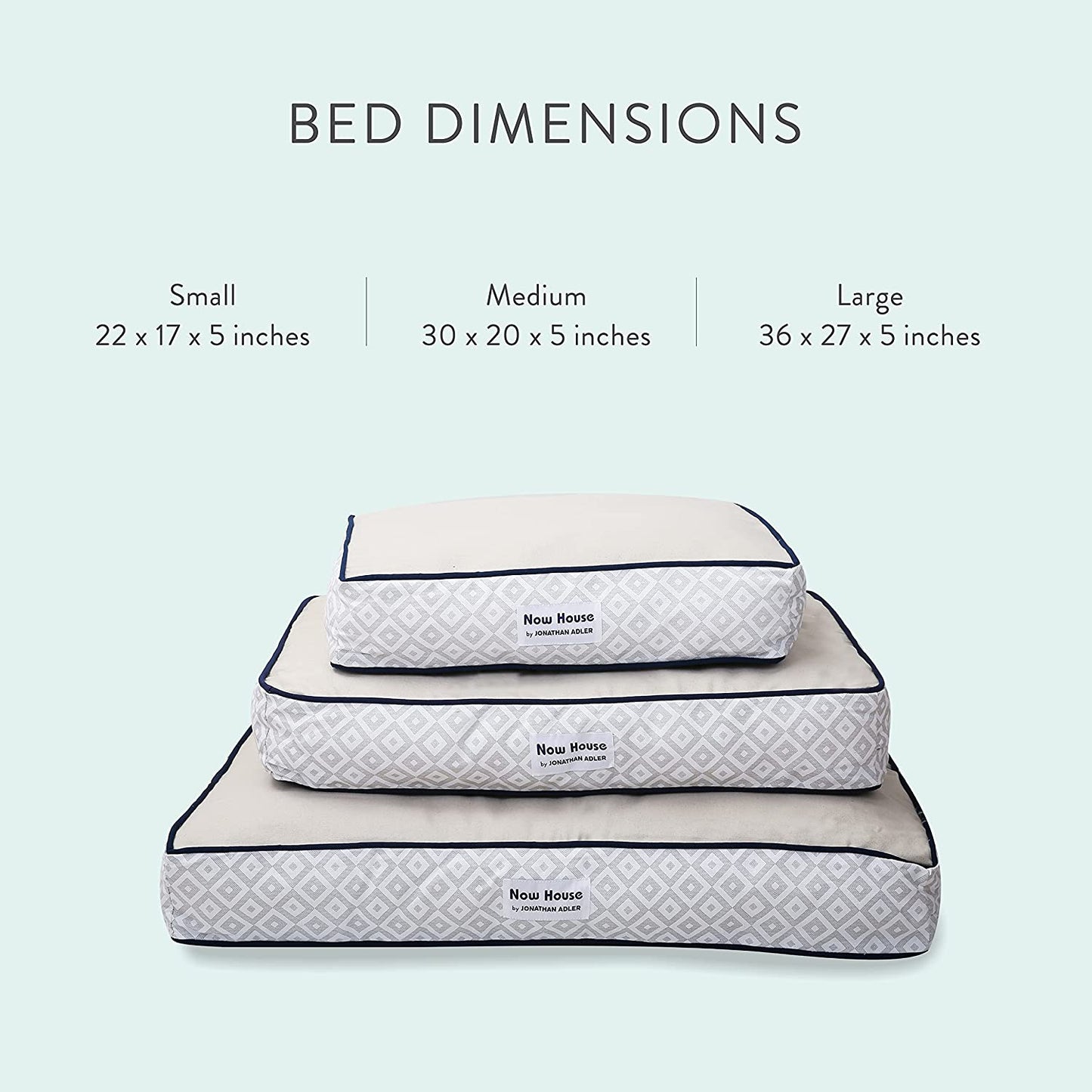 Now House by  Grey Diamond Cushion Dog Bed, Medium Washable for Pets