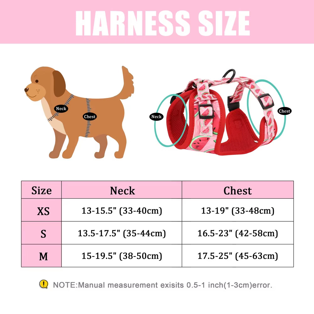 Mesh Nylon Dog Harness Vest Soft Padded Dogs Cat Vests Harnesses Cactus Print for Small Medium Dog Cats French Bulldog Chihuahua