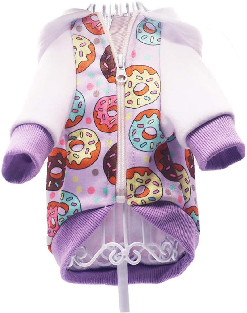 Purple Puppy Dog Hoodies for Small Medium Dogs, Christmas Hooded Sweatshirt with Pocket Pet Cat Hoody Clothes Sweaters Fleece Coat Dog Costume Winter