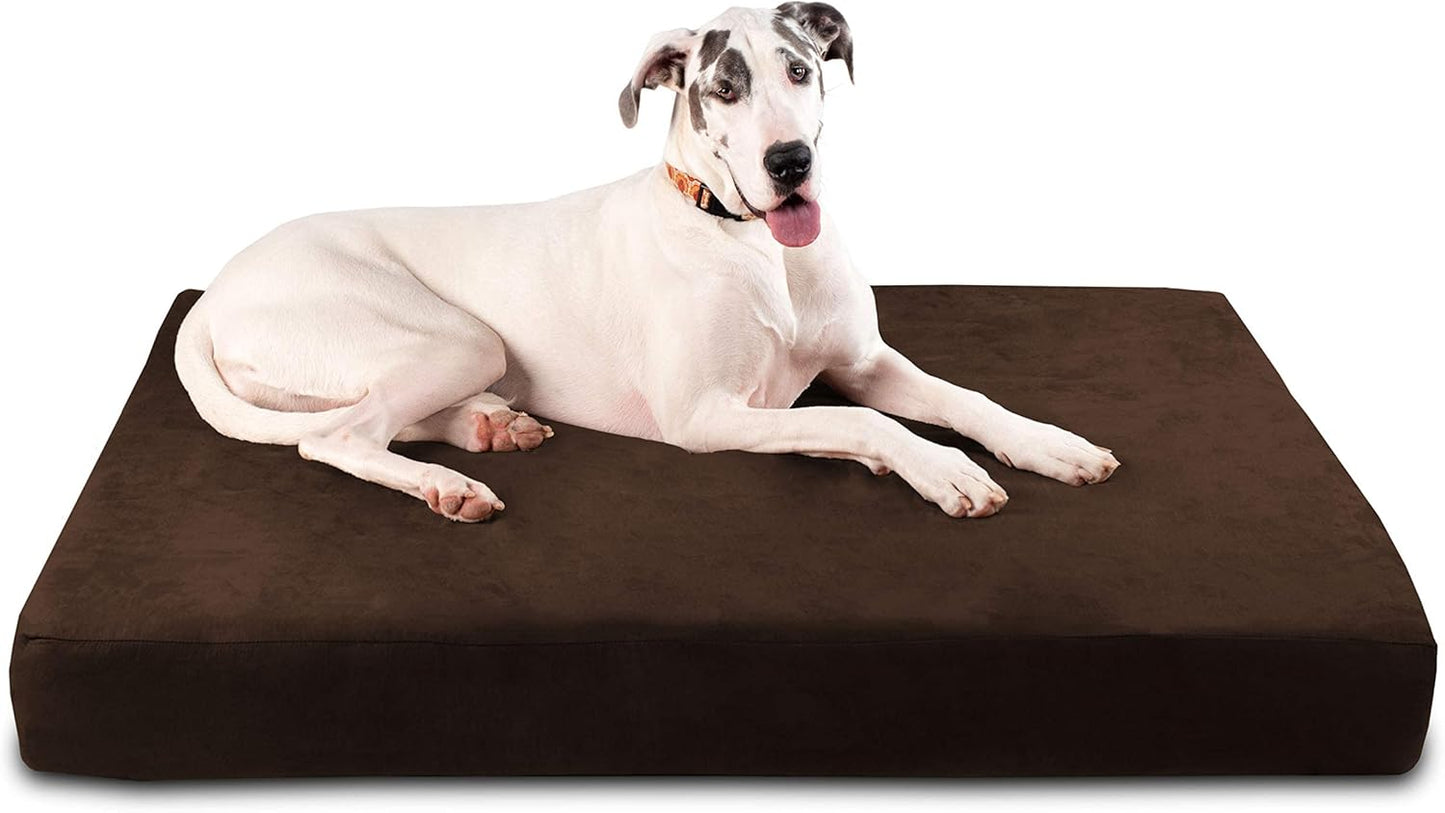 Barker Beds Giant Orthopedic Dog Bed for Large Dogs - 7" Thick Washable XL Mattress with Microsuede Cover - Durable Big Dog Bed - Water-Resistant, Machine Washable - Made in USA (Chocolate)