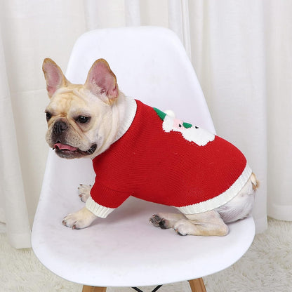Christmas Dog & Cat Sweater - Acrylic, Red, Small Size - Perfect for Small Breeds, Festive, Crew Neck, Pull On