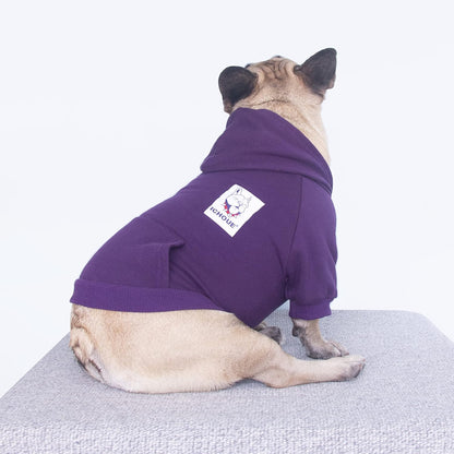 French Bulldog Frenchie Clothes Hoodies for Dogs Pug English Boston Terrier Bully Pitbull Corgi Sweatshirt Sweater Clothing - Dark Purple/Large Plus