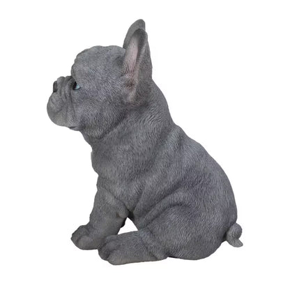 Blue French Bulldog Puppy Sitting Garden Statue