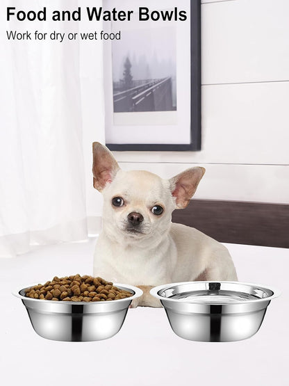 Stainless Steel Small Dog Food Bowls, Set of 2 Outer Dia. 5.4 in Replacement Dog Bowls for Raised Station(1.3 Cup)