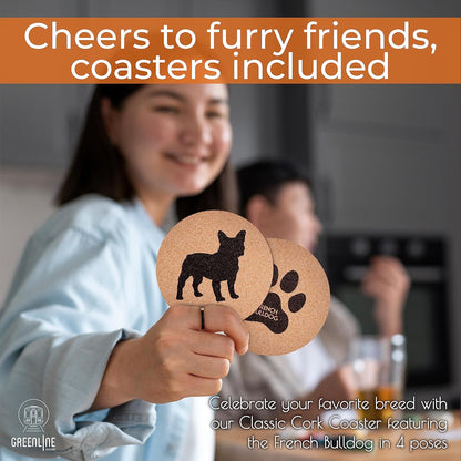 French Bulldog Coasters - Set of 4 Dog Coasters with Protective Bottom - Frenchie Gift Idea