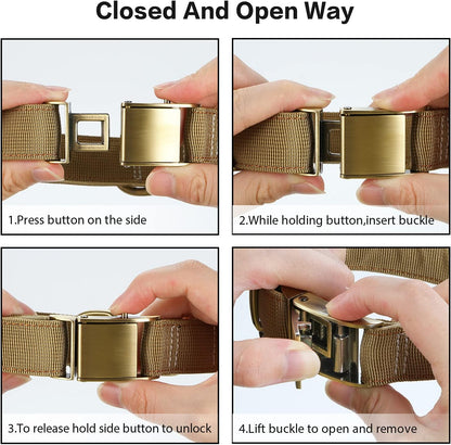 Luxury Padded Adjustable Heavy Duty Nylon Dog Collar, Seatbelt Metal Buckle,For Medium Large Pets