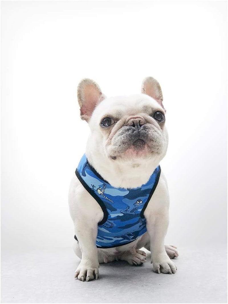 Pet Dog Summer Vest, Flamingo Pattern Cute Teddy French Bulldog Dog 100% Cotton Fashion T-Shirt Breathable Sleeveless Summer Dog Clothes for Small Medium Dogs Puppy, Blue