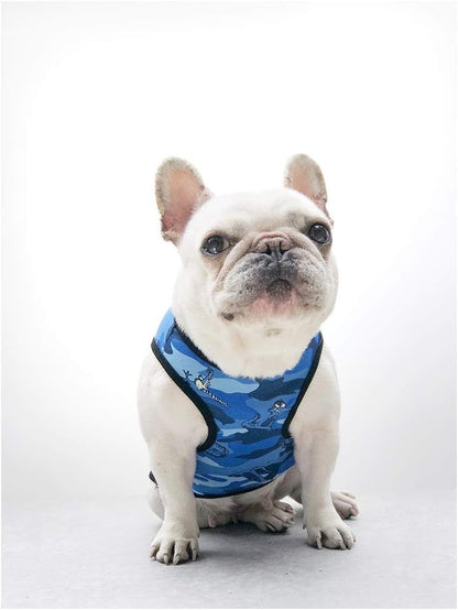 Pet Dog Summer Vest, Flamingo Pattern Cute Teddy French Bulldog Dog 100% Cotton Fashion T-Shirt Breathable Sleeveless Summer Dog Clothes for Small Medium Dogs Puppy, Blue