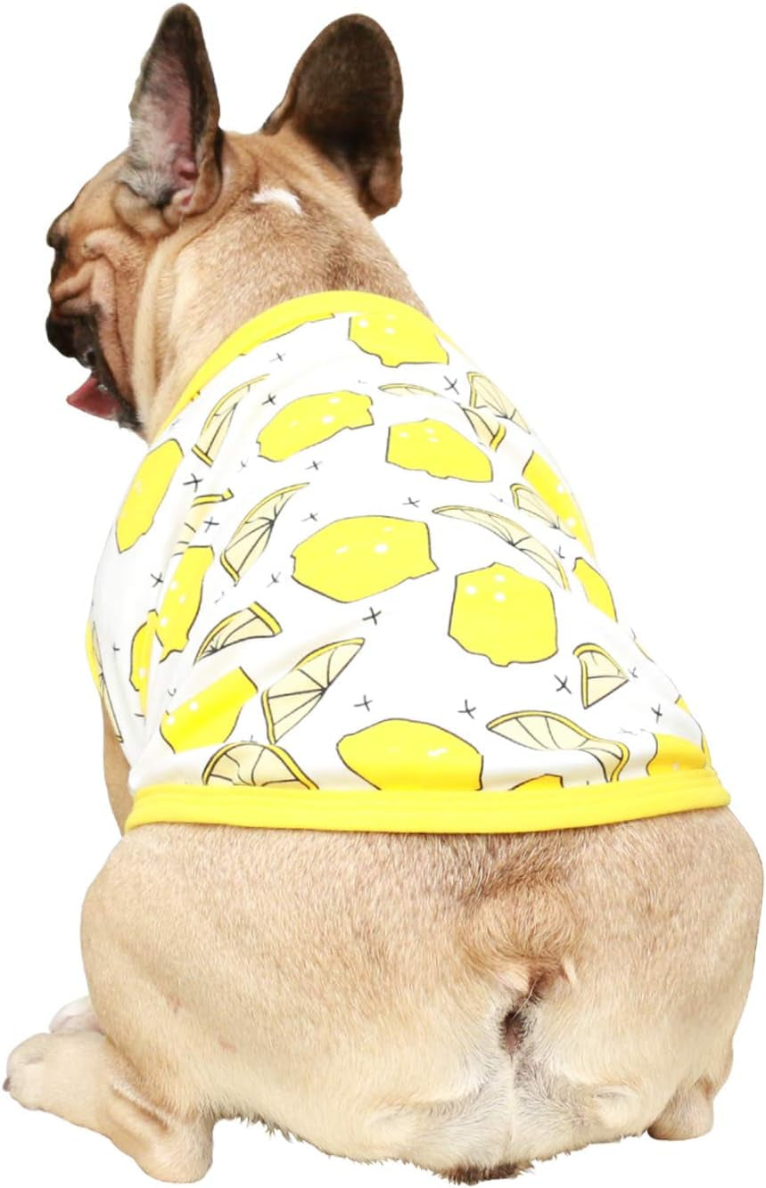 100% Breathable Cotton French Bulldog Halloween Cartoon T Shirts Cute Clothes for Medium Dogs Vest Tank Tops Frenchie English Boston Terrier Pitbull Lemon - Large Plus